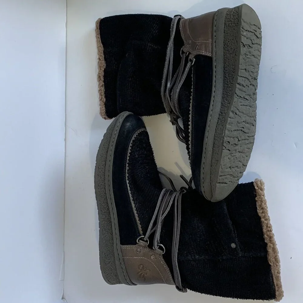 OTBT Slope Boot Women’s Black Suede Leather Faux Fur Lined Winter Snow Boot 8
